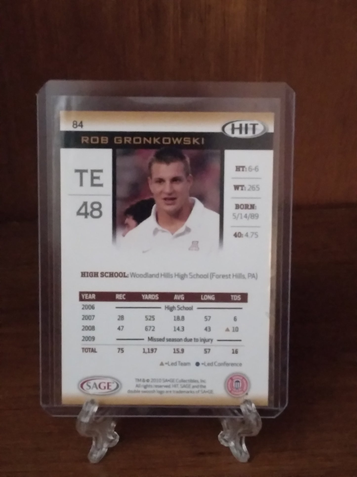 2010 Sage HIT Rob Gronkowski #84